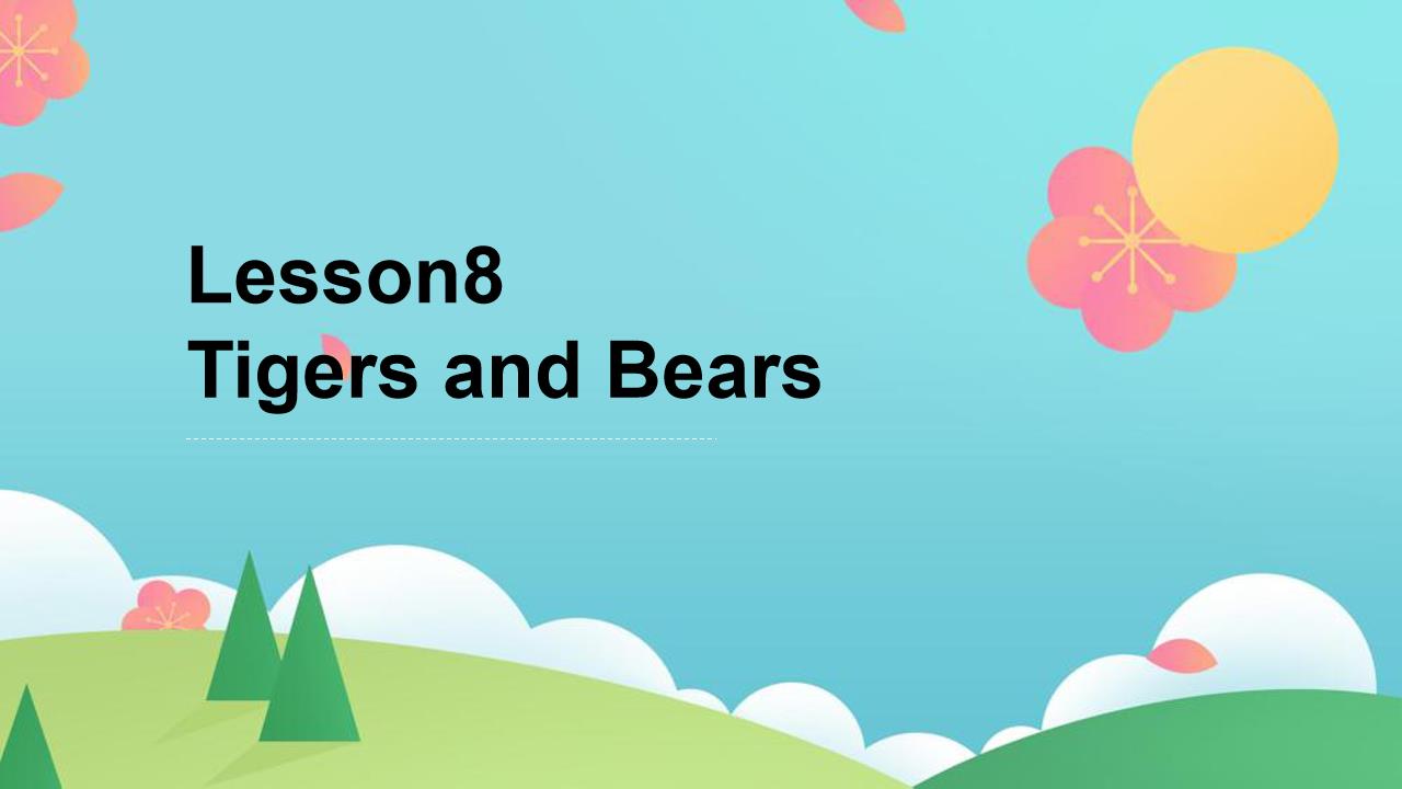 ppt模板-小学英语冀教版三年级下册《Lesson 8 Tigers and