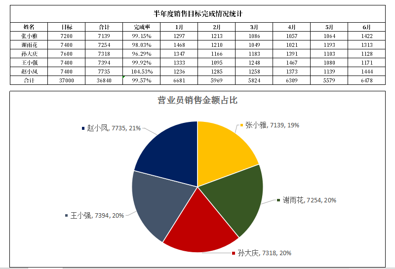 excel模板-销售数据分析饼图
