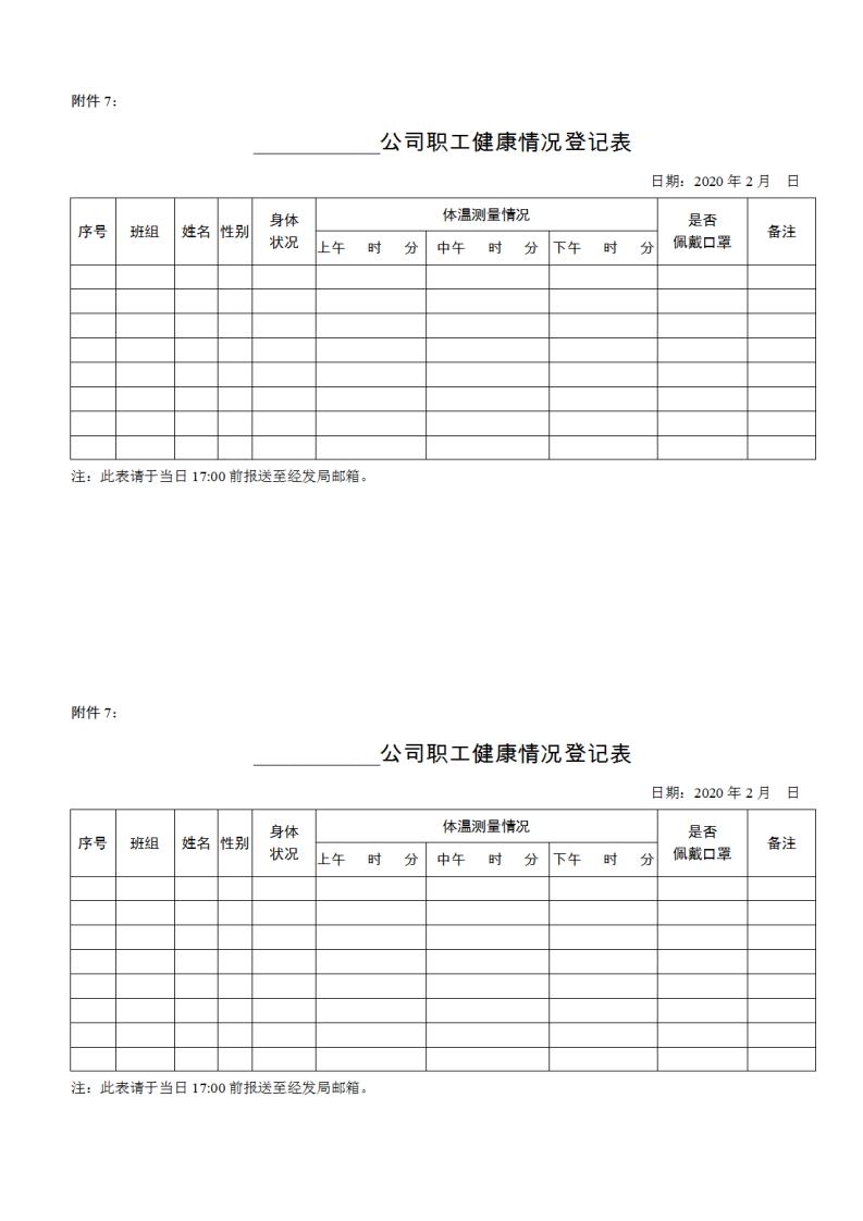 word模板-公司职工健康情况登记表