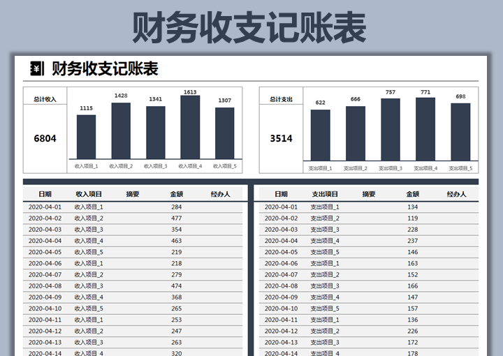 excel模板-收支记账表