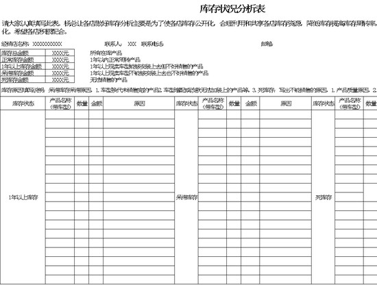 excel模板-库存状况分析表