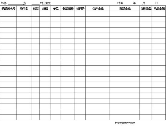 excel模板-卫生室基本药物采购清单