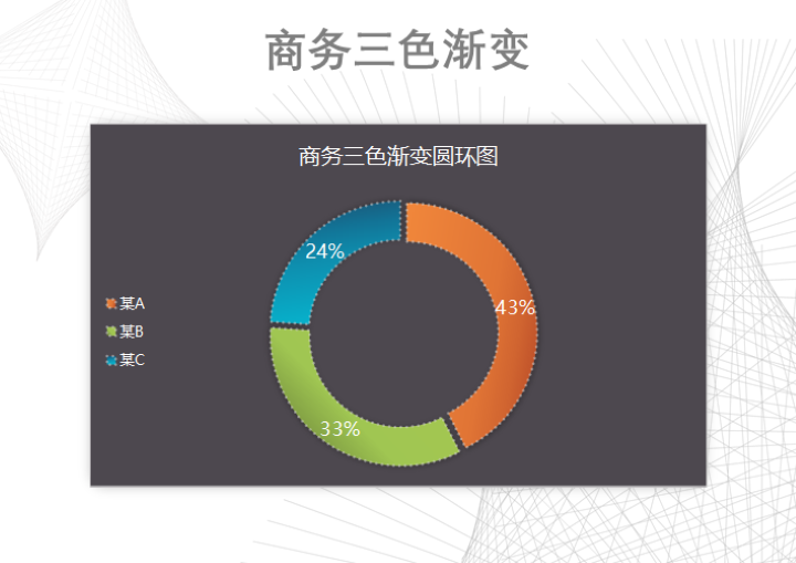 excel模板-商务三色渐变圆环图